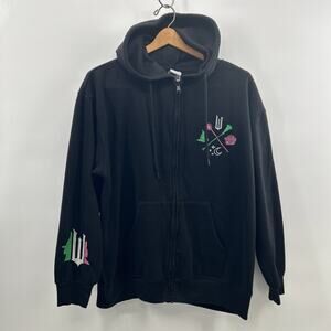 Wicked Movie Zip Up Hoodie Sweatshirt Size XL Embroidered Black Adult Musical